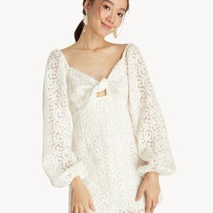 Pomelo Textured Long Sleeve Mini Dress in White